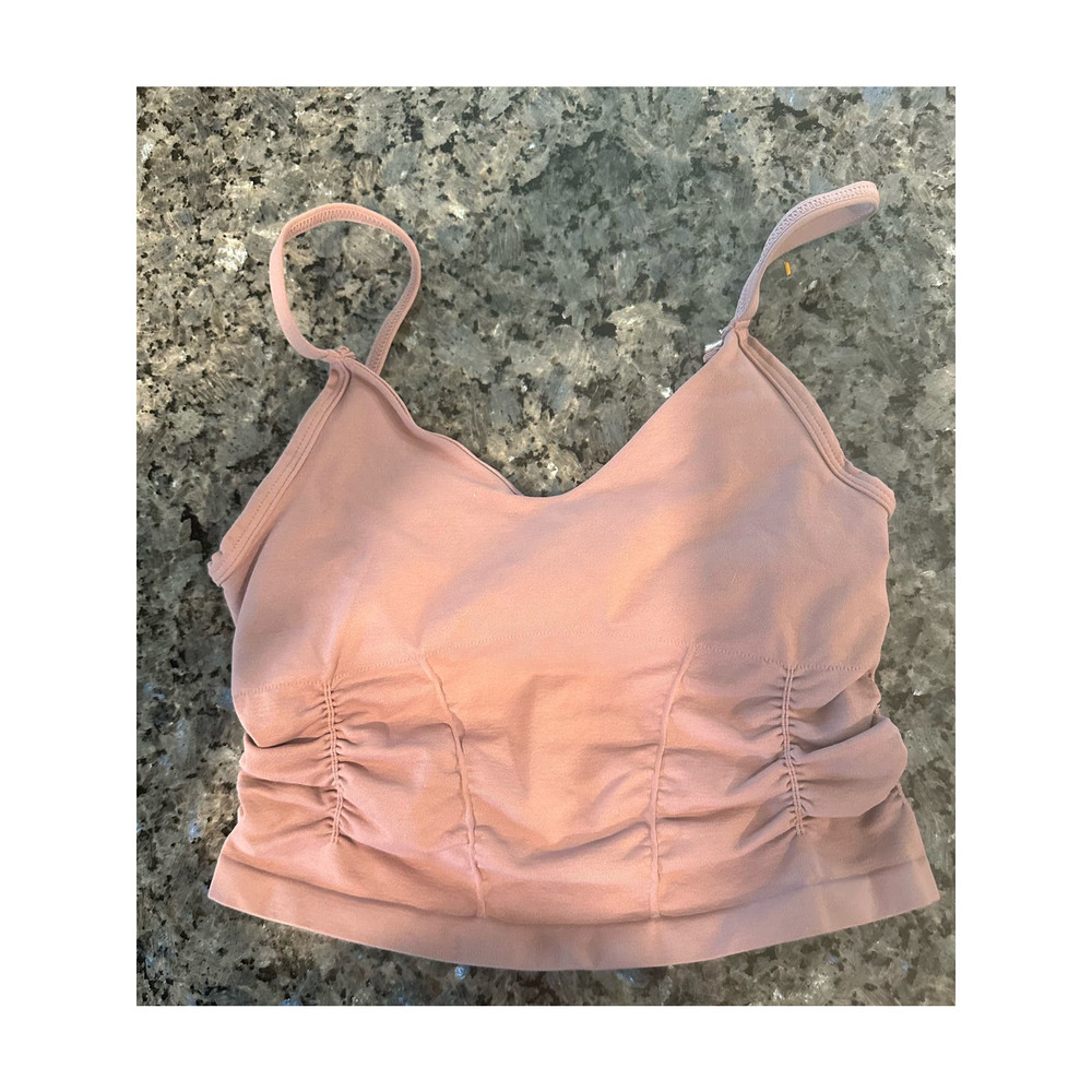 Free People Good Karma Ruched Crop Tank Rose Water/Light Pink - Picture 2 of 6